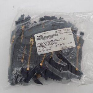 Lot of 100 Metal Zippers Brass 3 inch Sewing Closed End Semi Auto Lock NEW